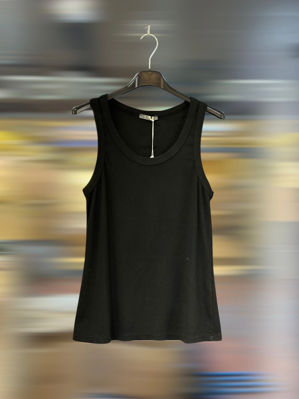 COTTON TANK TOP MAVE ZWART