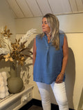 Linnen top model saar jeans blauw