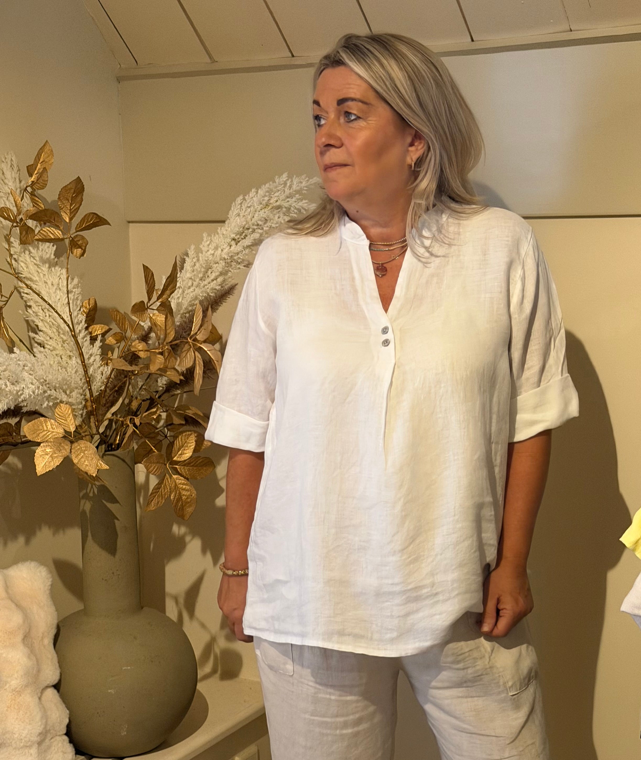 Linnen blouse ellen wit