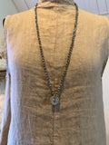 BOHO KETTING HEART 6 MM CRYSTAL MUD GOLD