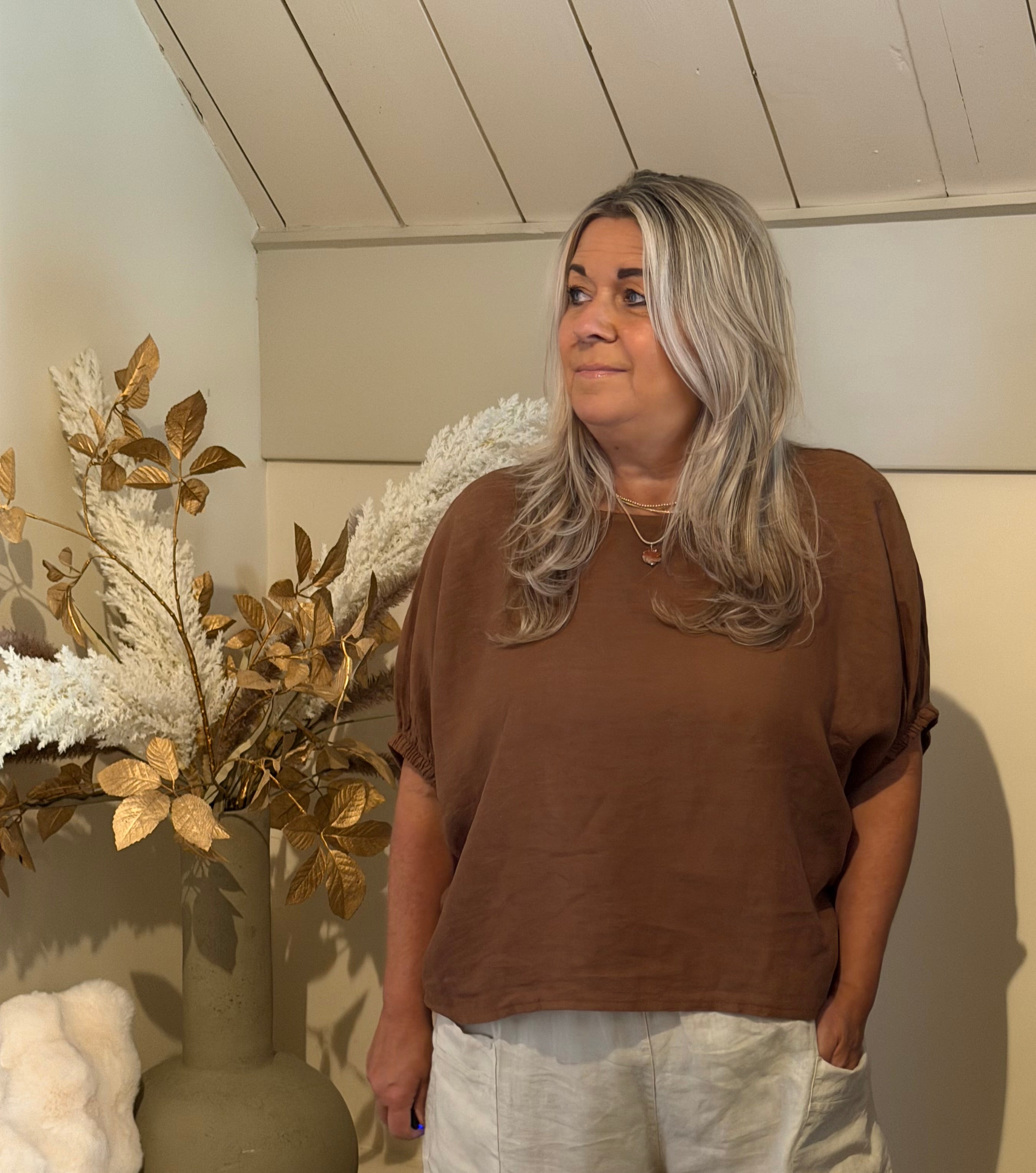 Linnen blouse model calo brons