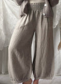 Bypias bohemiana bubble linen trousers taupe