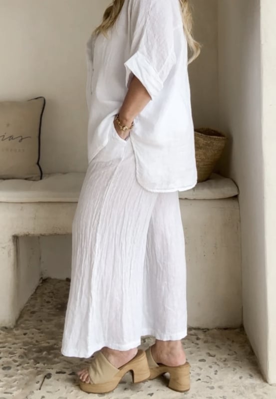 BYPIAS BOHEMIANA  HAVANA LINEN PANTS WHITE