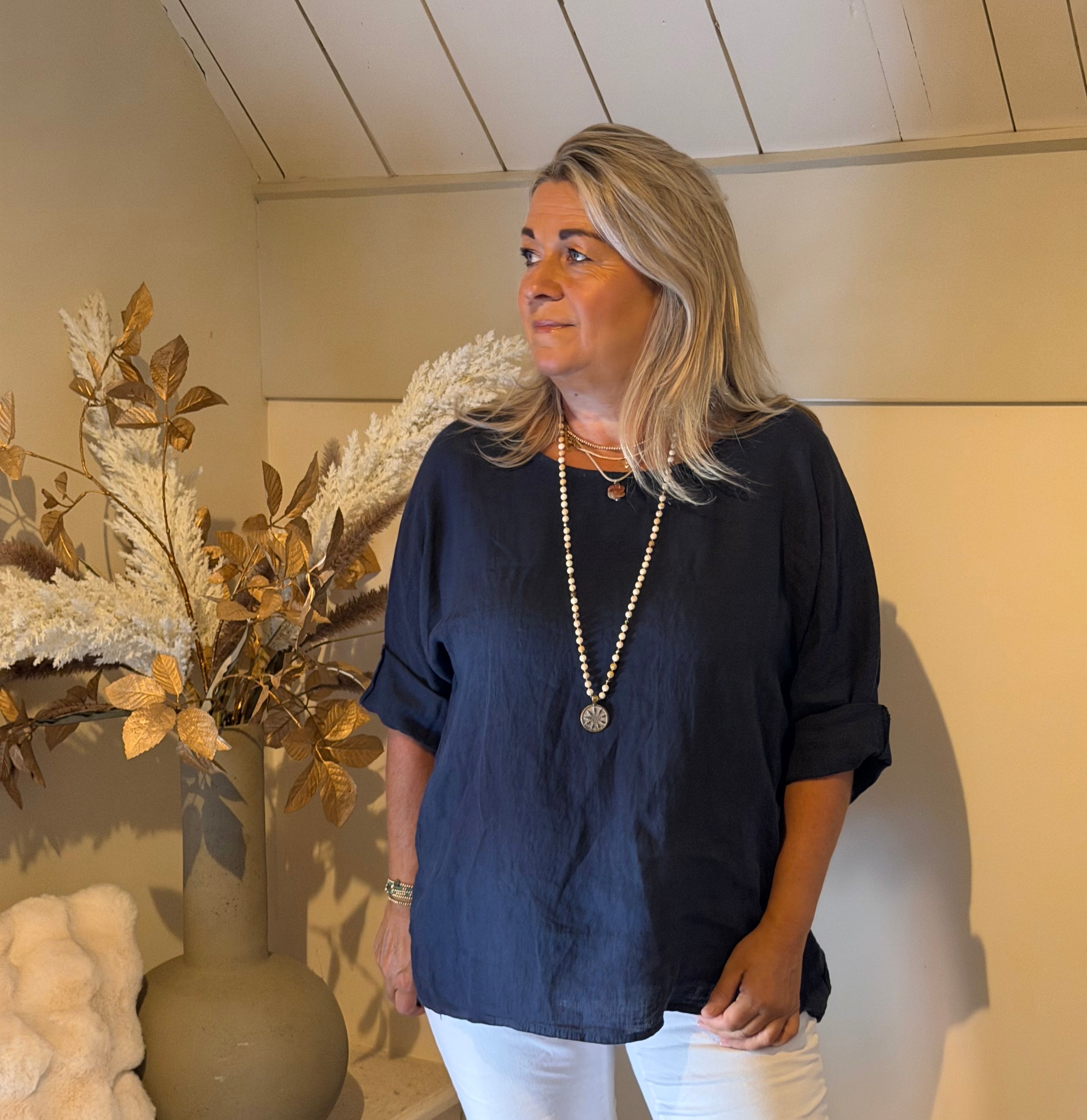Linnen blouse athene navy
