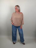 fijngebreide trui Batwing licht camel Classic Beauty & Fashion