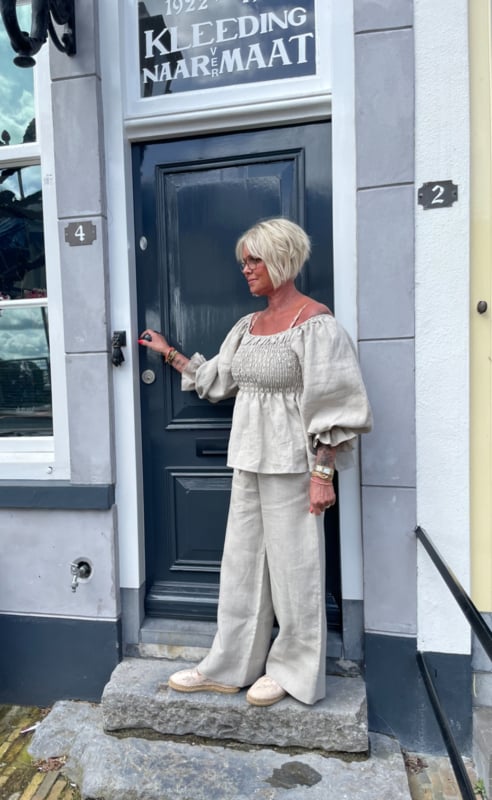 BYPIAS, ANTOINETTE LINNEN TOP NATUREL