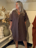 linnen oversize jurk kaftan chocolade
