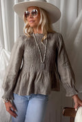 BYPIAS BOHEMIANA LINNEN BLOUSE THULE TAUPE