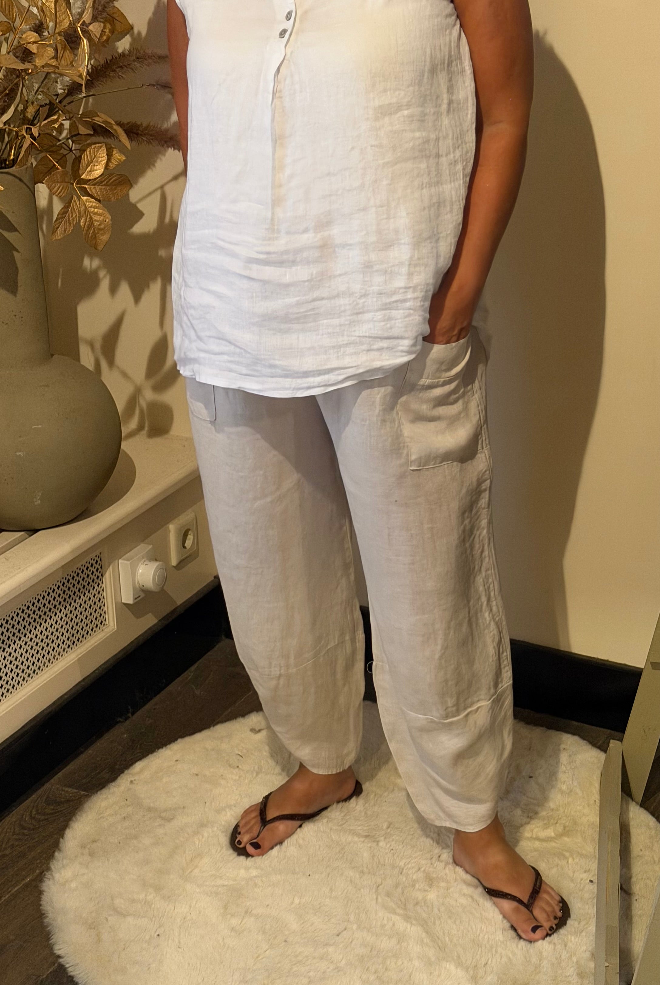 Linnen broek model pisa beige