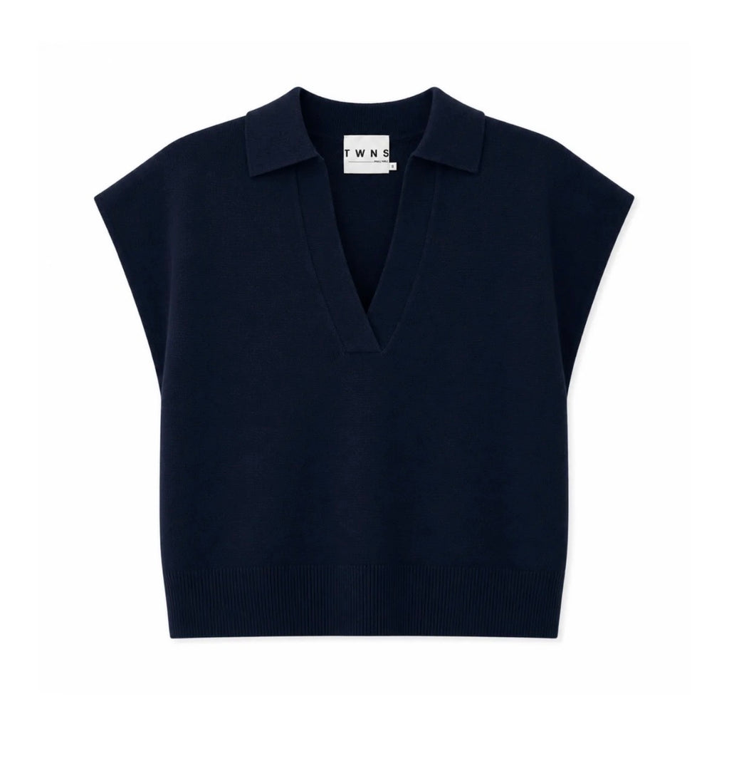 TWNS okaloosa sleeveless polo-neck sweater navy