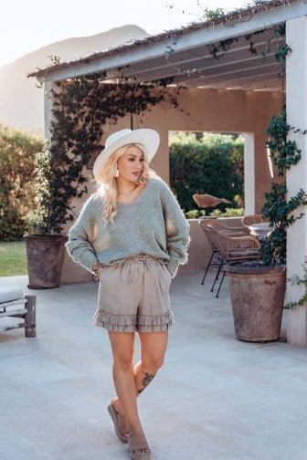 BYPIAS MYKONOS LINEN SHORTS NATURAL