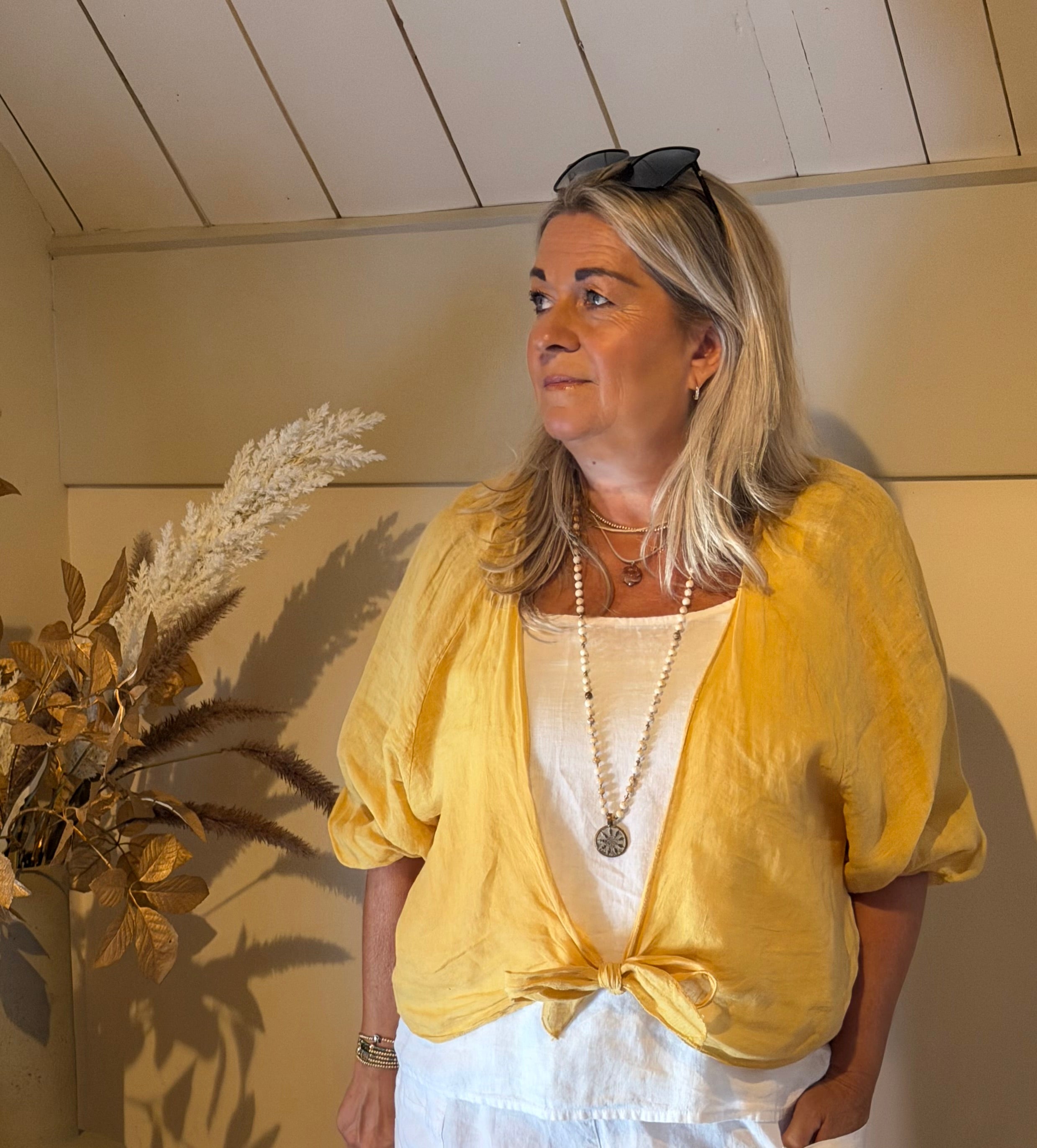 Linen button Bolero yellow