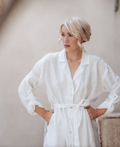 BYPIAS MARISELA LINEN DRESS WIT