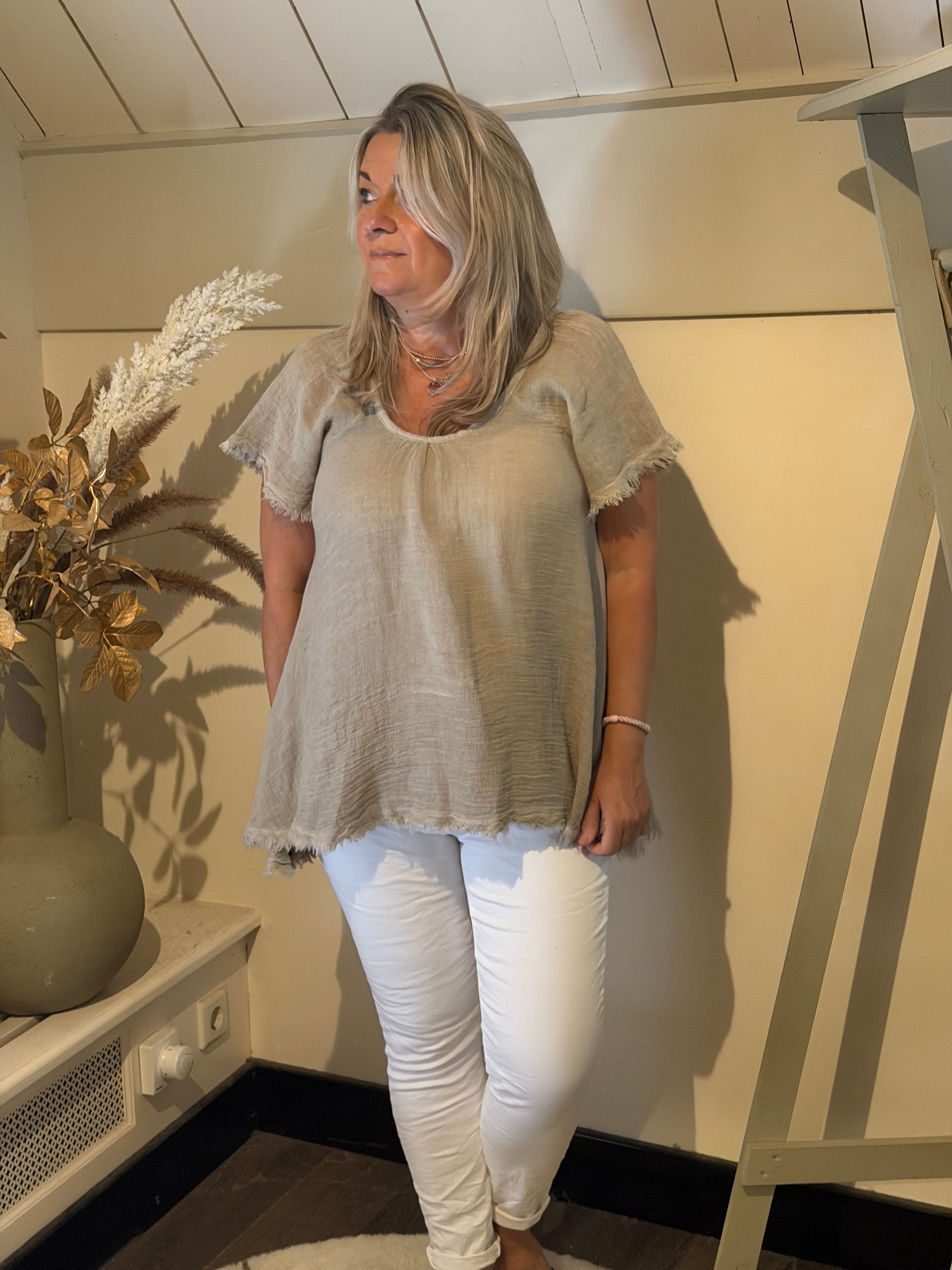 linnen cotton blouse menorca taupe