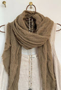BYPIAS,  BOHEMIANA CROCHET MESH SCARF CARAMEL