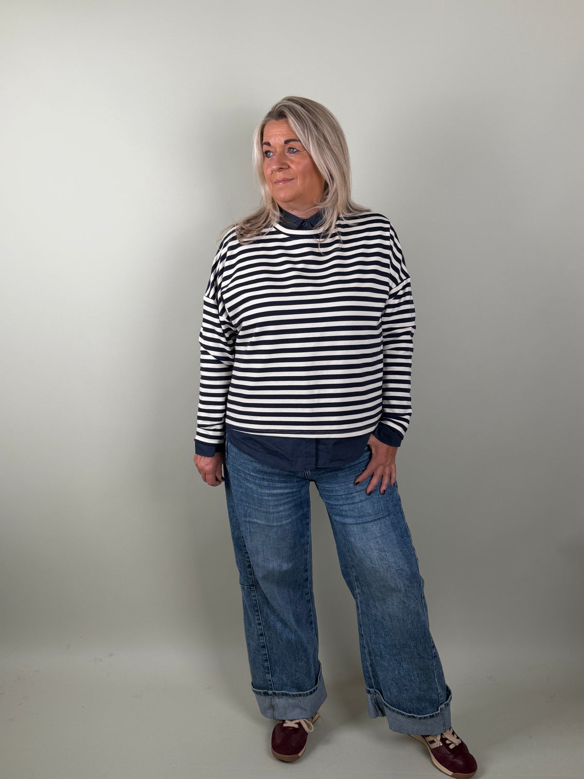Stripe Shirt Belle Navy wit