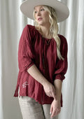 BYPIAS BOHEMIANA LINNEN LILY BLOUSE RED WINE