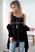 BYPIAS BOHEMIANA NICOLE TOP, BLACK
