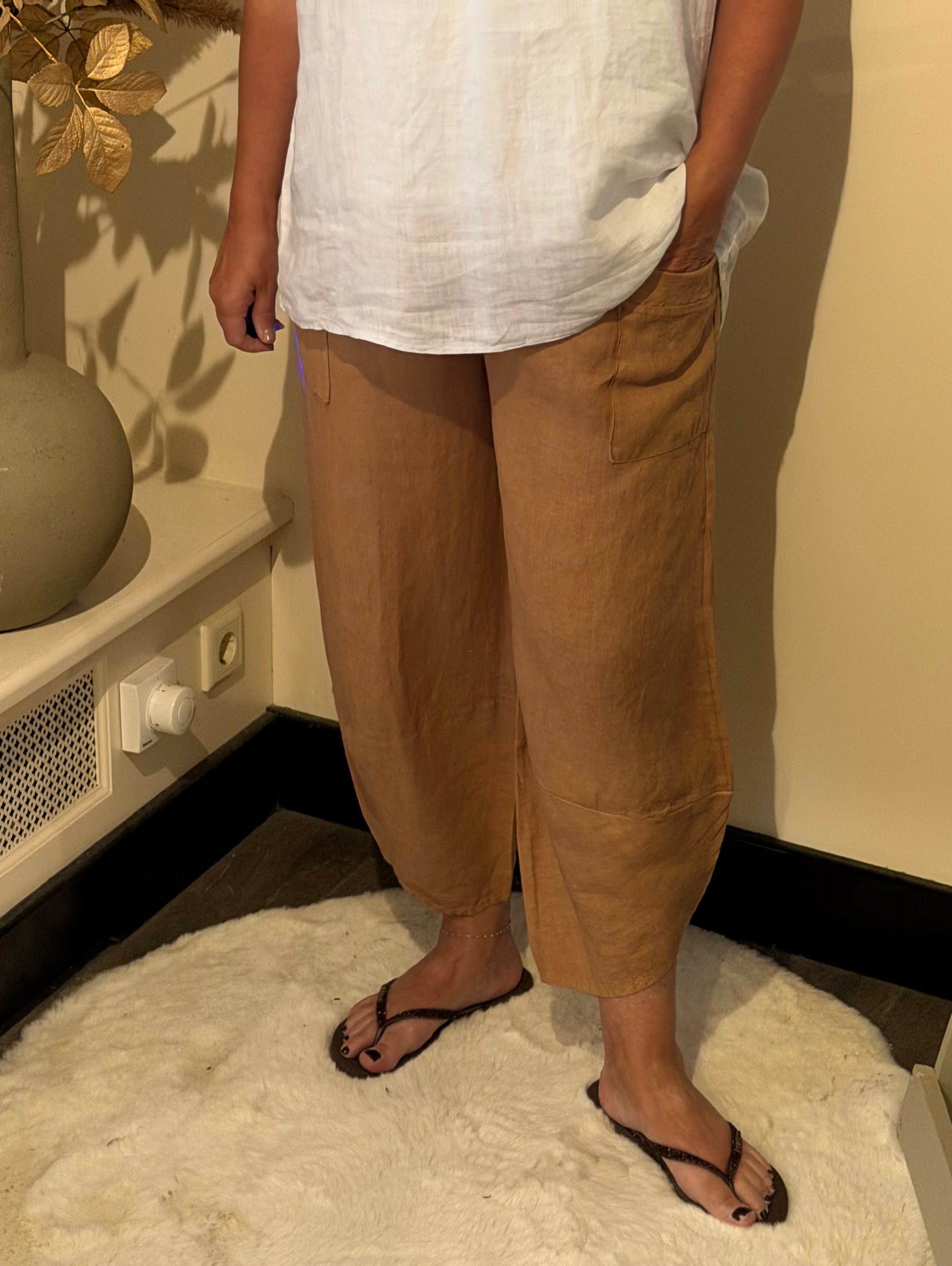 Linnen broek model pisa camel