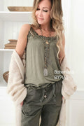 BYPIAS BOHEMIANA NICOLE TOP, OLIVE