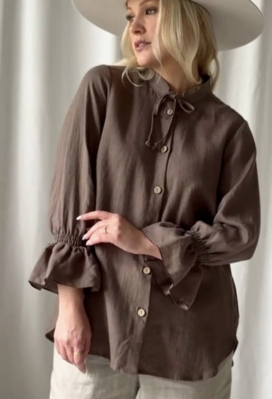 BYPIAS ELLITIA LINNEN BLOUSE COFFEE