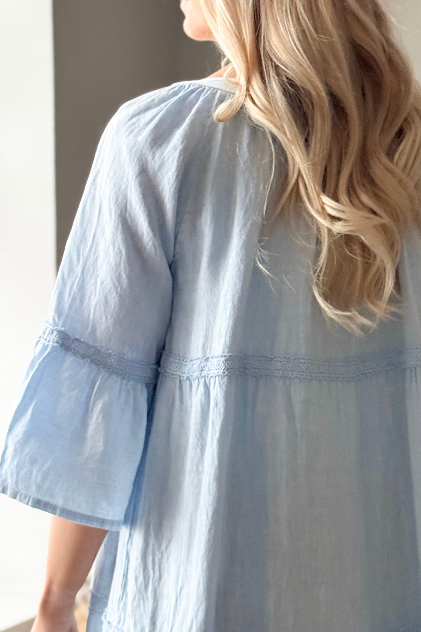 Bypias bohemiana Octavia linen dress light blue
