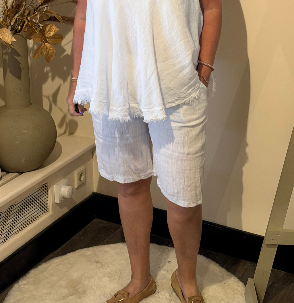 Linen Bermuda white