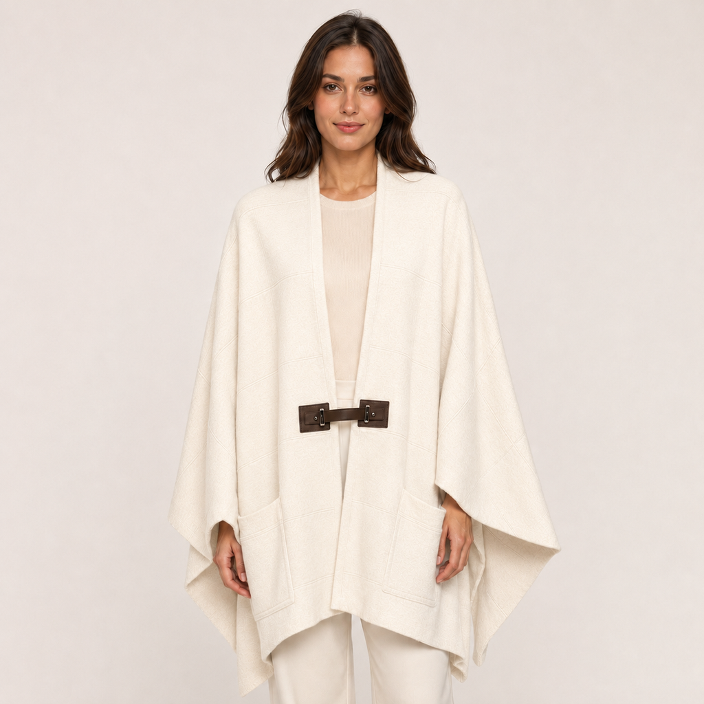 oversized poncho aniston ecru/beige Classic Beauty & Fashion