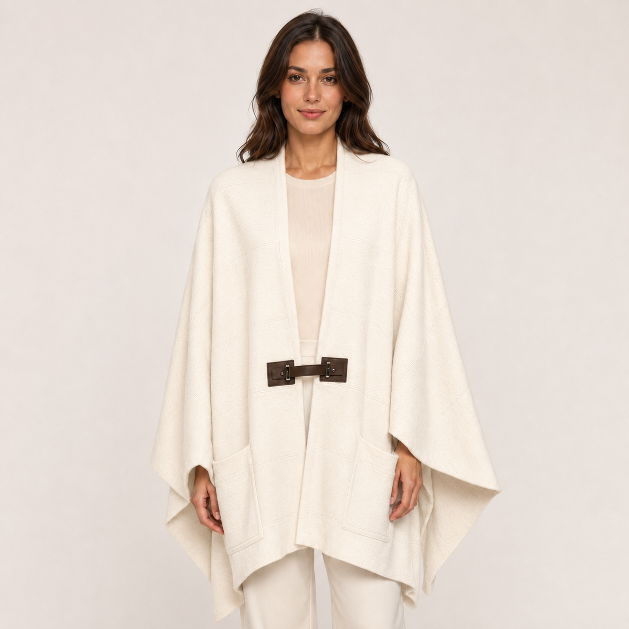 oversized poncho aniston ecru/beige
