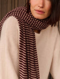 Sjaalmania Cosy Chic Sjaal Stripes Burgundy - Soft Taupe