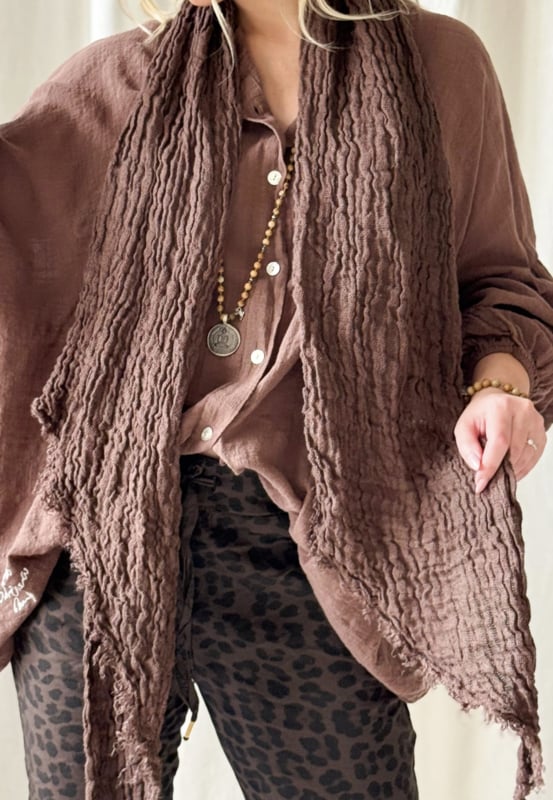 BYPIAS, BOHEMIANA  BOHO MESH SJAAL COFFEE