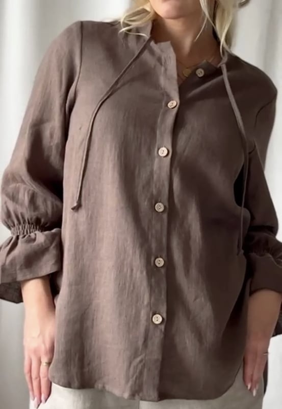 BYPIAS ELLITIA LINNEN BLOUSE COFFEE