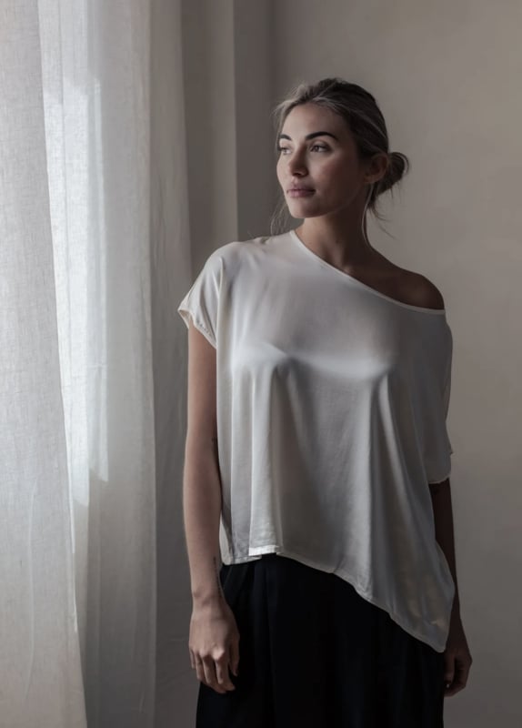 BYPIAS BOHEMIANA  SATIN LUXERY ELLERY TOP VANILLA