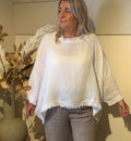 linnen top boho ruffle wit