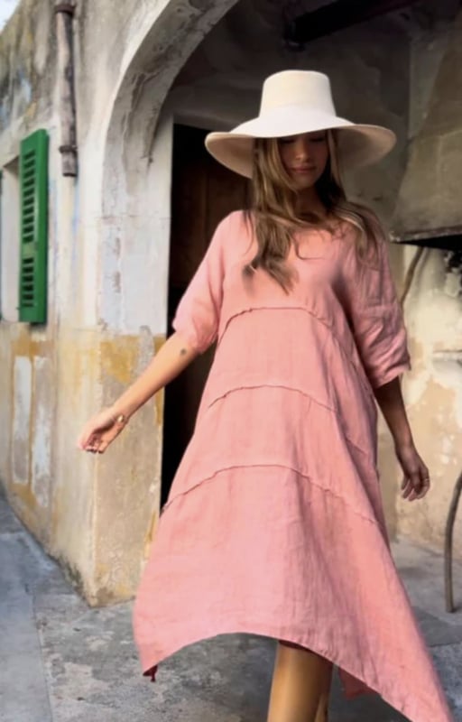 BOHIEMIANA. GARDEN LINNEN PARTY DRESS BLUSH