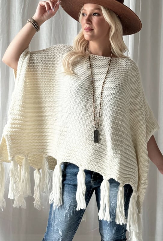 BYPIAS, BOHEMIANA , DALILA PONCHO OFF WHITE