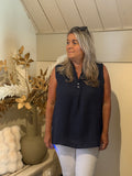 Linnen top model saar navy