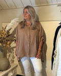 Linen blouse Debby chocolate