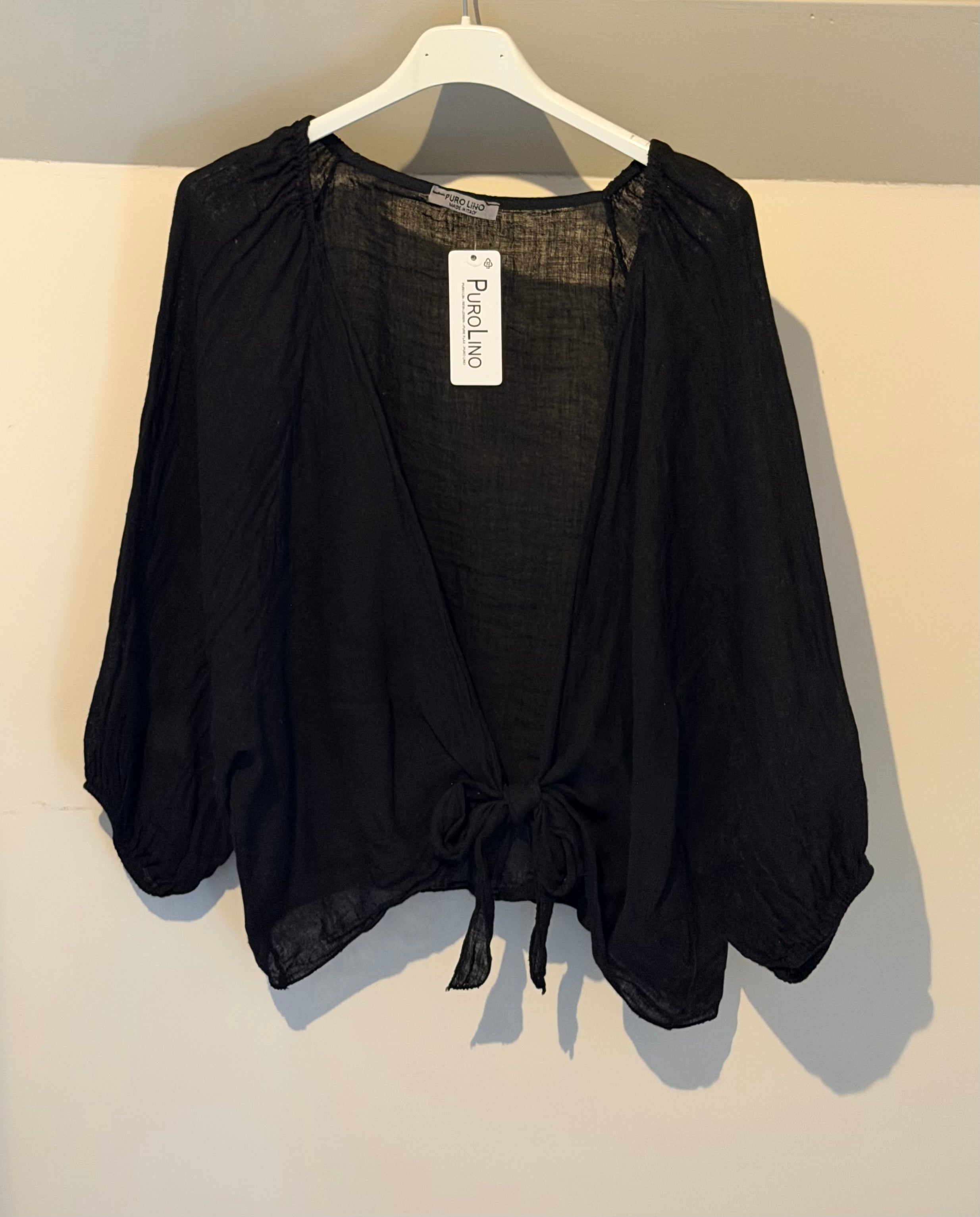 Linnen knoop Bolero zwart