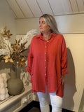Linnen blouse oversized model Bari indy red Classic Beauty & Fashion