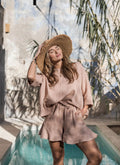 BYPIAS MAUI LINEN SHORT BLUSH POWDER