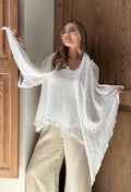 BYPIAS,  BOHEMIANA CROCHET MESH SCARF WHITE