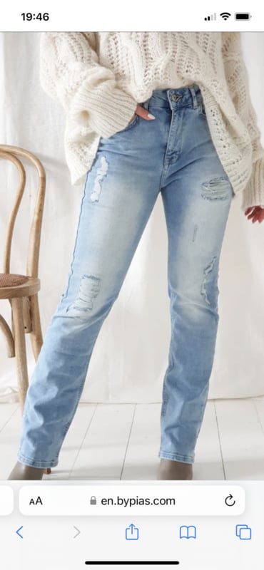 BYPIAS MAMI BROKEN STRAIGHT JEANSDENIM BLUE