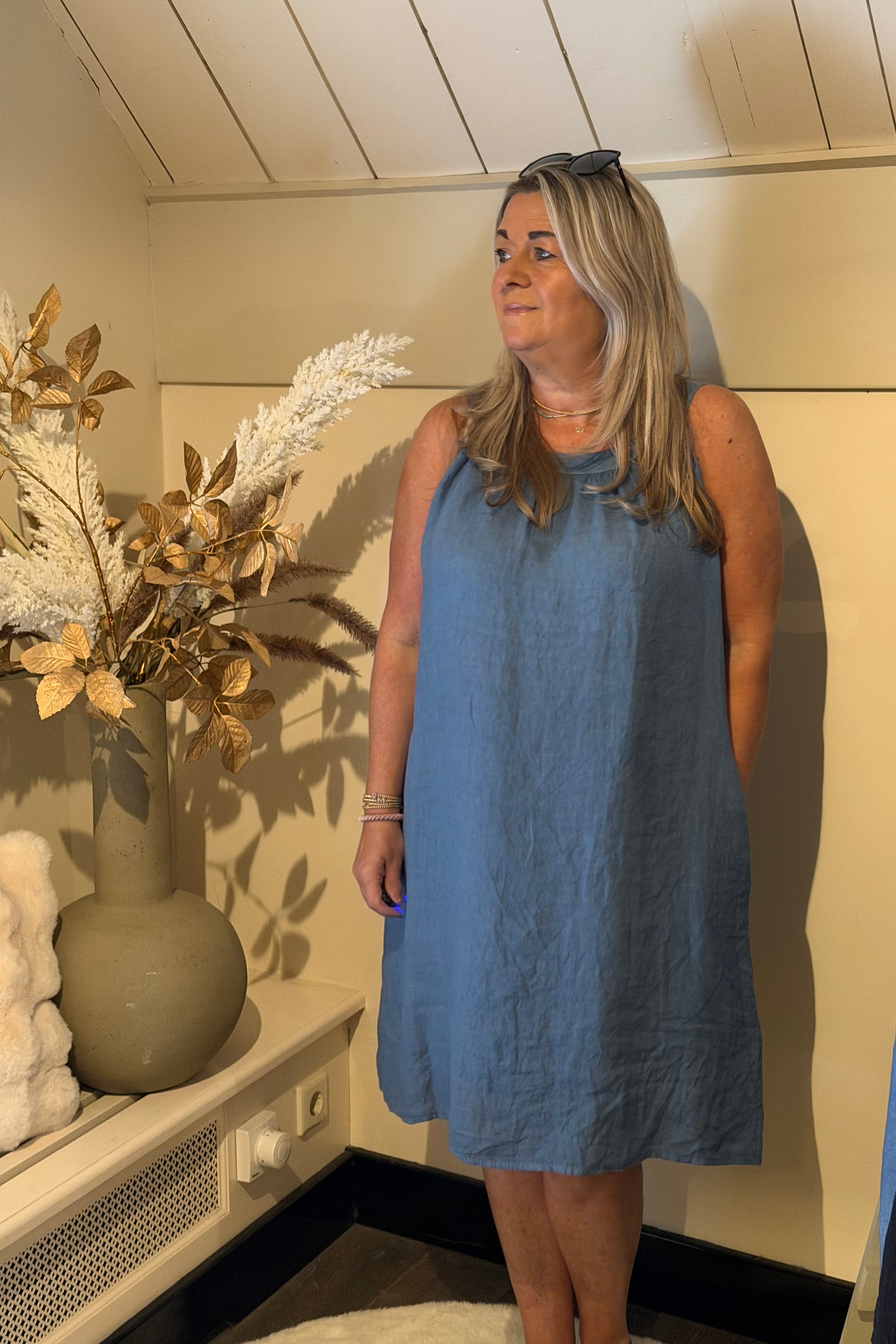 Linen summer dress model Anna-Bel jeans