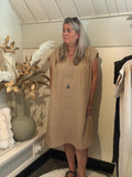 Linnen jurk model pom Camel
