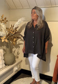 Linnen blouse model Debby chocolade Classic Beauty & Fashion