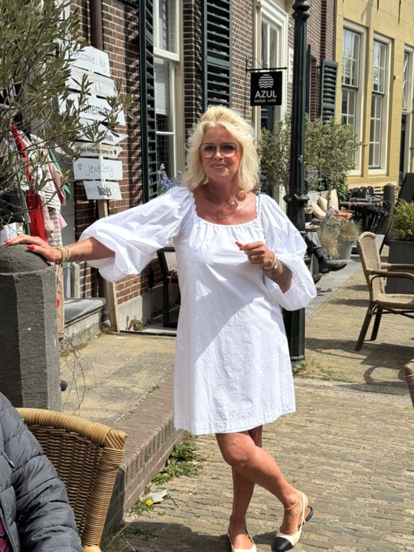 Même Road  popeline jurk white M2156A