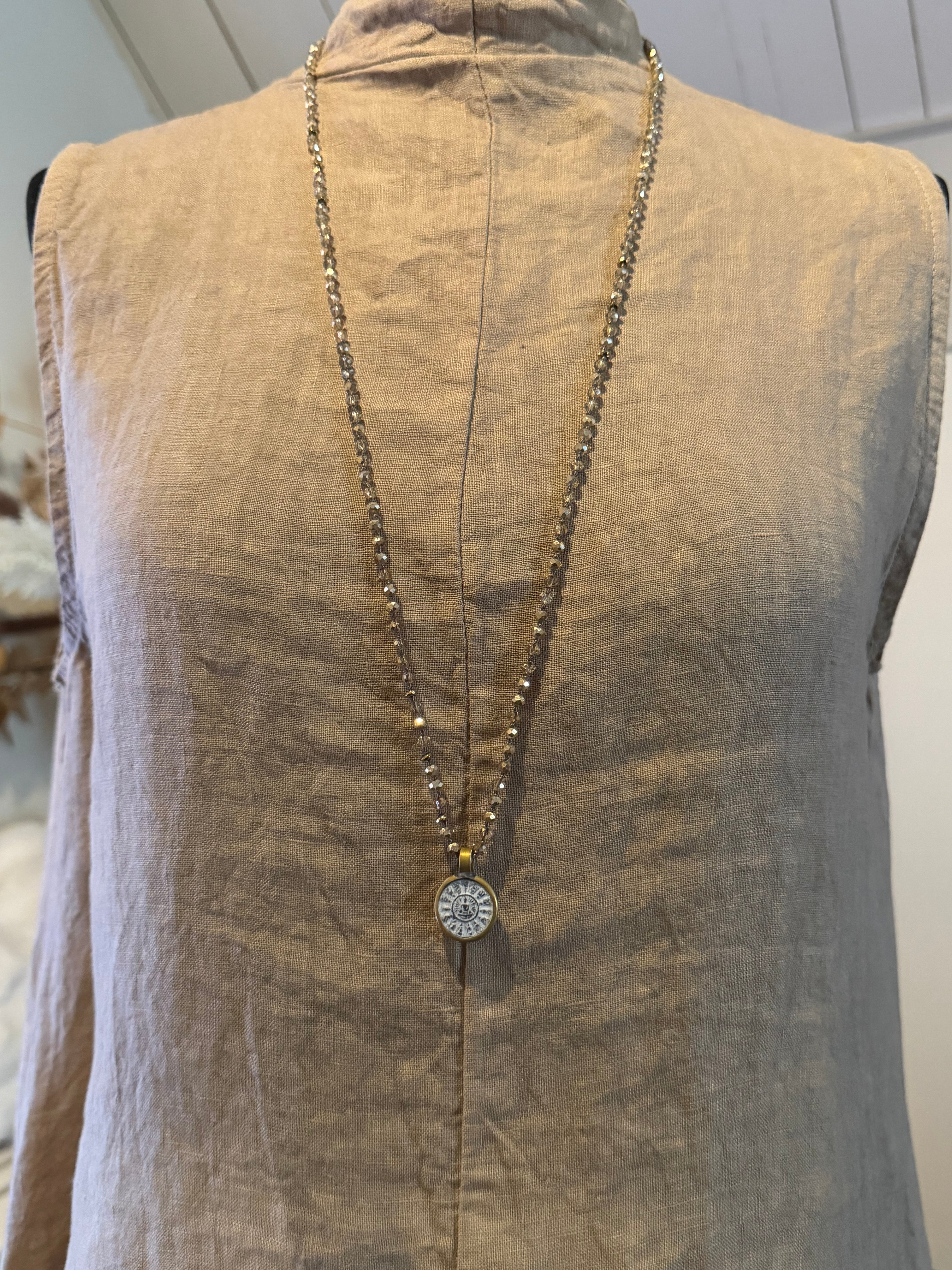 BOHO KETTING BUDDHA 10 4MM CRYSTAL GOLD