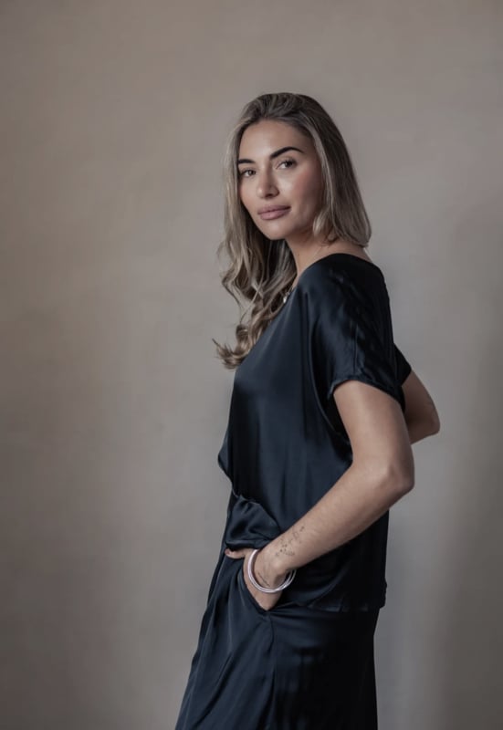 BYPIAS BOHEMIANA  SATIN LUXERY ELLERY TOP BLACK