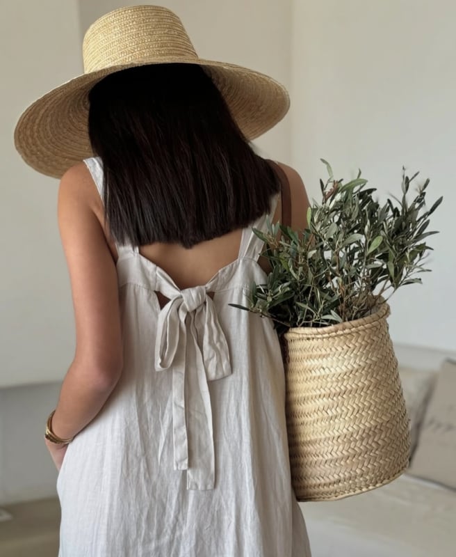 BYPIAS  BOHEMIANA LINNEN JURK EVANNA SAND